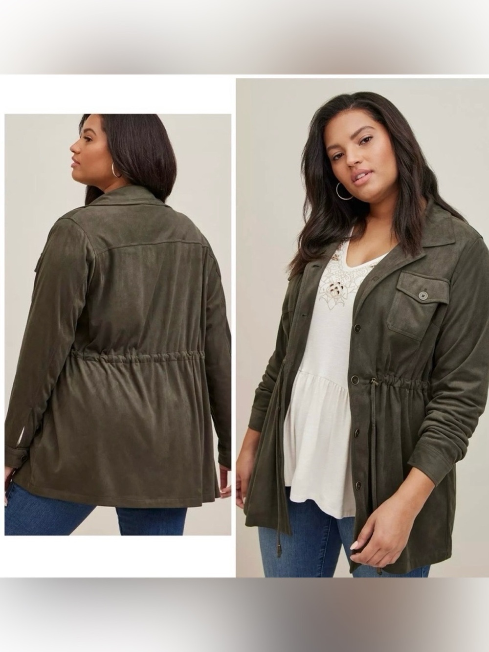 Torrid Twill Anorak Jacket Deep Depths Green Plus Size 4X / 26